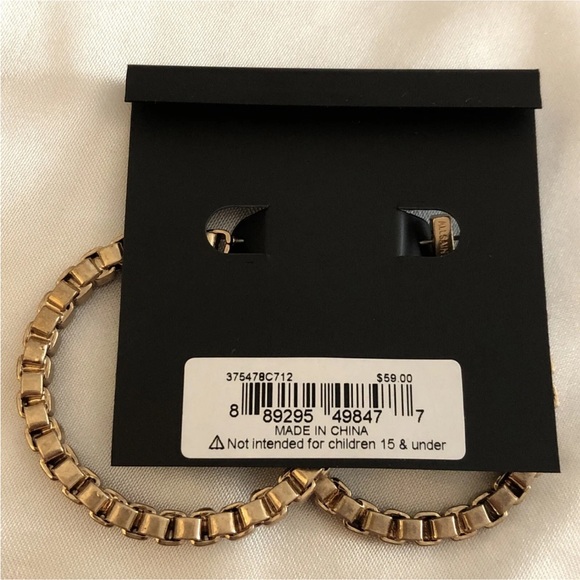 ALLSAINTS Gold Tone C-Shaped Link Chain Hoop Earrings NWT - Picture 12 of 12